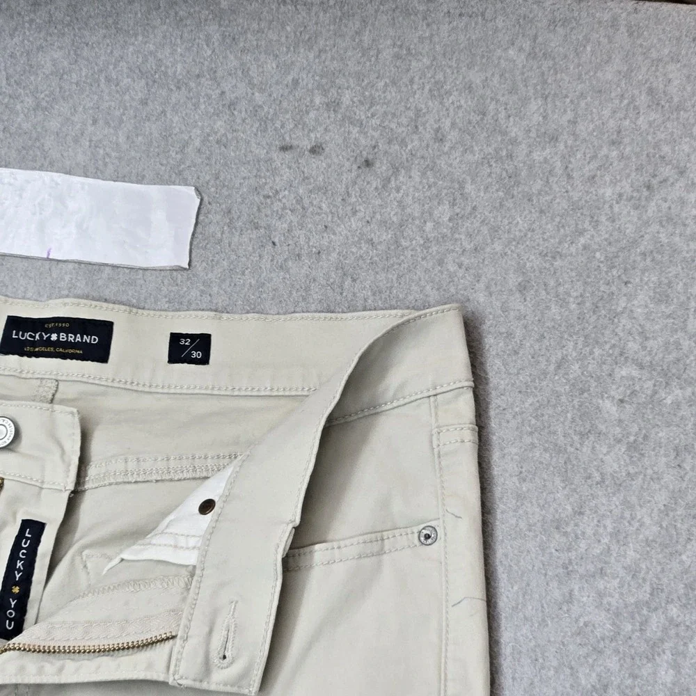 Lucky Brand Men Pants 32X30 Beige Chino Twill 410 Athletic Slim Button Zipper